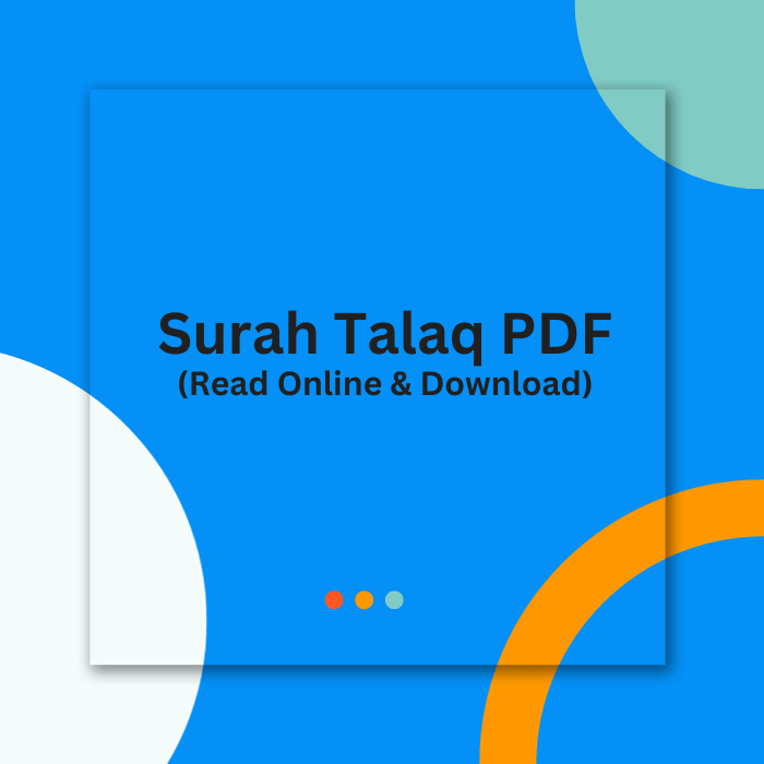 Surah Talaq PDF (Download and Read Online)